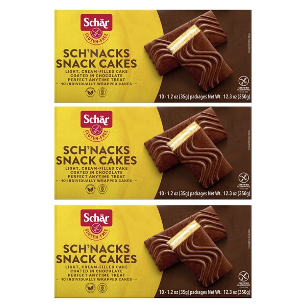 Schar - SCH'NACKS Snack Cakes - Certified Gluten Free - No GMO's, Wheat or Preservatives - (12.3 oz) 3 Pack