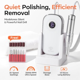Modelones Electric Nail Files, 35000RPM Professional Nail Drill, Portable Portable E File Kit with Bits & Sanding Bands for Acrylic Gel Nails Manicure Salon Home