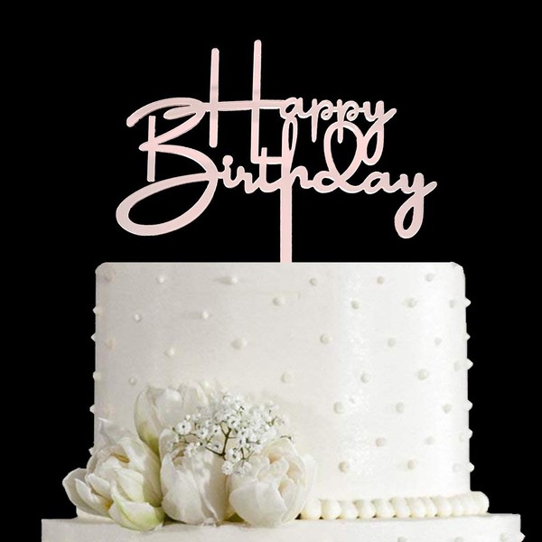 Decoración para tarta de cumpleaños con texto en inglés «Happy