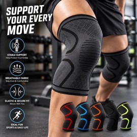 Compression Knee Sleeve for Sports – Breathable Elastic Knit Support for Basketball, Running and Cycling