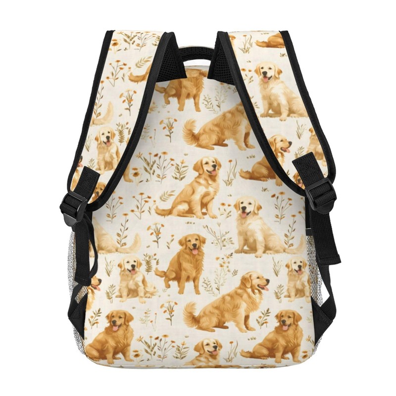 ainori Cute Golden Retriever Backpack, Polyester Backpacks with Straps, 11.4inx5.9inx15.7in,