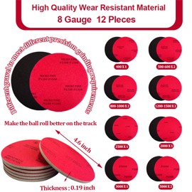 12 PCS Bowling Sanding Pads, Bowling Ball Sanding Sand Pads Polishing Cleaning Kit, Grit 400, 500~600, 800~1000, 1200~1500, 2000, 2500, 3000, 5000, Bowling Ball Resurfacing Polishing Kit