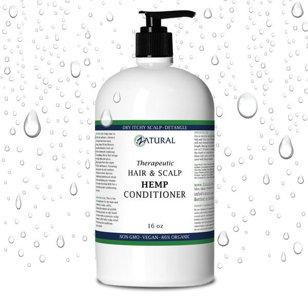 Hemp Conditioner - SLS FREE - Infused with Hemp - Healthy Scalp - Smoother Hair - 100% Natural 16 oz (16 oz) (16 oz)
