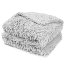 PetAmi Waterproof Dog Blanket for Small Medium Dogs, Calming Fleece Cat Blanket, Couch Protector Washable Sherpa Faux Fur Pet Throw for Puppy, Soft Reversible 29x40 Light Gray