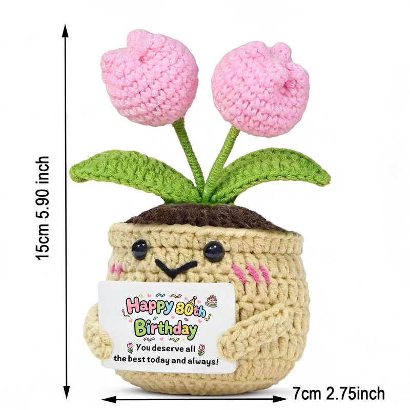 SDOFY 80th Birthday Gifts for Women Her Handmade Crochet Tulip