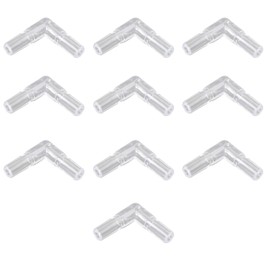 HALJIA 10 4mm Transparent Plastic Aquarium 2 Way L Type Air Valve Air Tubing Plug