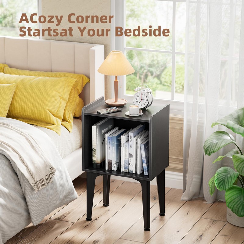 Record Player Stand, Vinyl Record Storage Table, Black