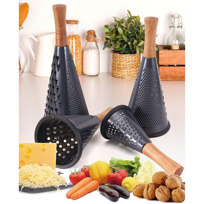 Cone Cheese Grater with Handle Stainless Steel Grater Triple Function