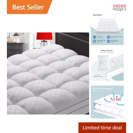 Queen Mattress Topper Extra Thick Cooling Pillow Top Support for Back Pain