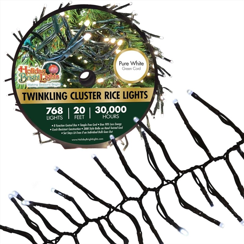 Holiday Bright Lights 20FT Cluster Rice Light Reel with 768
