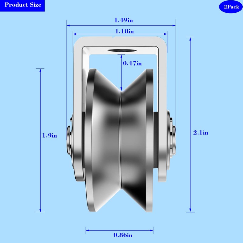 3Inch Stainless Steel V Groove Pulley Wheel, 2Pack Heavy Duty