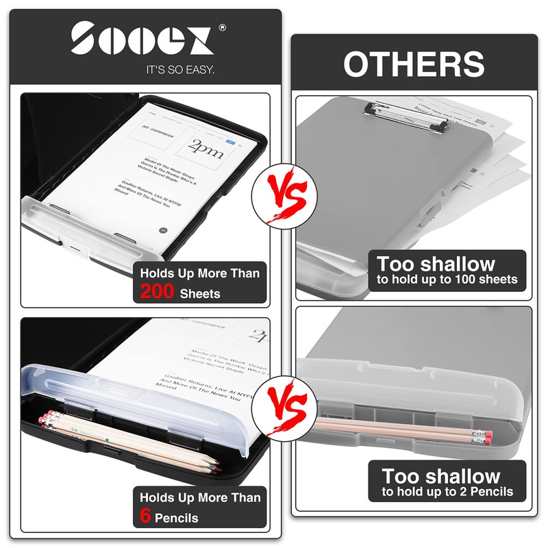 Sooez Clipboard with Storage, High Capacity Nursing Clip Board 8.5