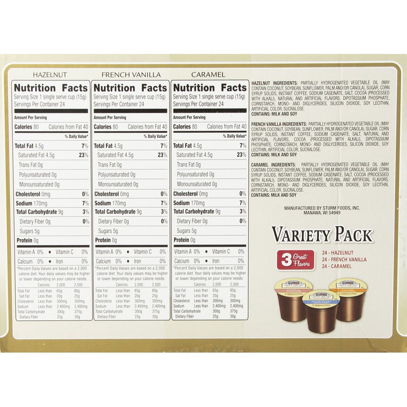 Grove Square Cappuccino Pods, Variety, Single Serve (Pack of 72)