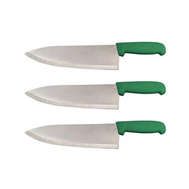Cozzini Cutlery Imports 10" Chef Knife Choose Your Color - Razor Sharp Commercial Kitchen Cutlery - Cook's Knives (3 Pack - Green)