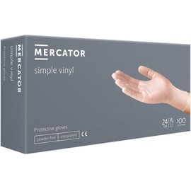 Mercator Disposable Vinyl Gloves, Powder-Free Protective Gloves, Transparent, Tear-Resistant, DIY and DIY, Size: L, Pack of 100