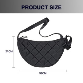 Katyjun Crossbody Bag Women's Large, Nylon Half Moon Bag Large (Black), black