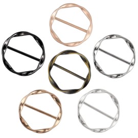 6-Piece Adjustable Scarf Ring Clips – Metal Circle Tie Clips for Women & Girls – Versatile Shirt Waist Cincher & Knotted Buckles for Dresses, Sweaters, & Shawls