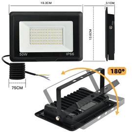 Jefedana LED Outdoor Spotlight 50 W Cool White 6500 K 3000 LM Super Bright Outdoor Spotlight LED Floodlight IP66 Waterproof LED Outdoor Light Floodlight LED Spotlight for Backyard, Garage, Hallway,