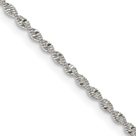 GlittersandGold Sterling Silver 1.65mm Twisted Herringbone Chain Necklace
