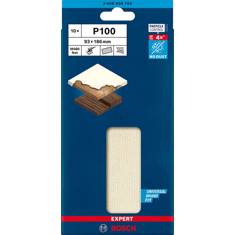 Bosch Professional 10x Expert M480 Sanding Net (for Hardwood, Paint