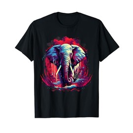 Elephant Animal Art Colorful Artwork Wildlife Safari T-Shirt, black