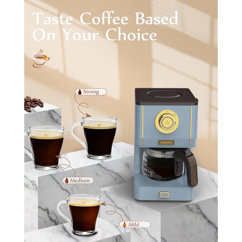Amaste Coffee Maker, 5 Cup Coffee Pot with Three Brewing