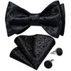 DiBanGu Black Bow Ties for Men Silk Self Tied Bow