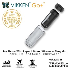 VIKKEN® 200ml Go+ Portable Travel Bidet USB-Type C Electric Rechargeable Mobile Handheld Water Sprayer Personal Hygiene Self Care for Women & Men