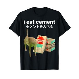 I Eat Cement Funny Cat Meme Japanese Gen Z Internet T-Shirt