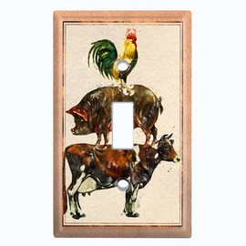 Metal Light Switch Plate Cover Countryside Cow Pig Chicken Animal Farm ANM006