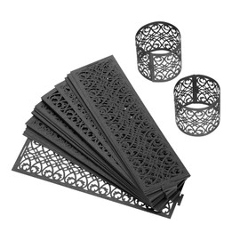 sourcing map 100Pcs Napkin Rings Laser Cut Foil Paper, Napkin Holder Hollow Napkin Bands for Weddings Party Serviette Table Decoration Restaurant (Black, 5.3 x 1.6")