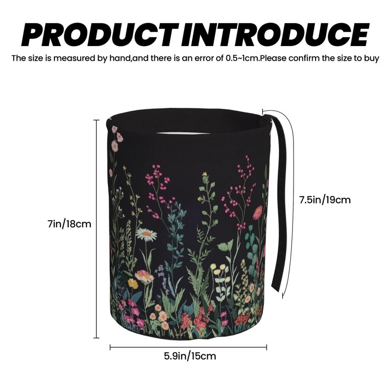 Car Trash Can Hanging, Wildflower Plant Waterproof Auto Garbage Bin
