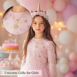 C-leen Unicorn Necklaces for Teens - 14K Gold Plated Teen Jewelry Mothers Day Gifts Initial P Necklaces for Women Gold Jewelry