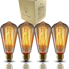E26 Edison Bulbs, Bravelight Antique Vintage Light Bulbs, Incandescent Light Bulbs, ST64 40W 2700K Warm Dimmable, Squirrel Cage Filament Edison Light Bulb for Table Lamp Home Office Decorative 4 Pack