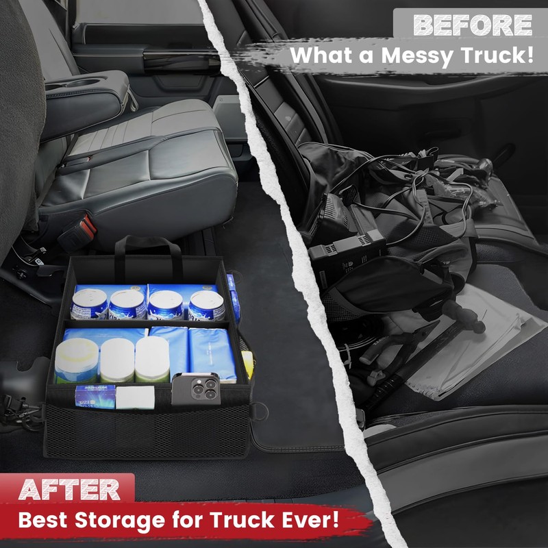 Autofit Under Seat Truck Organizer Storage Box with Removable Divider