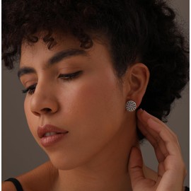 LeCalla 925 Sterling Silver Stud Earrings for Women | Vintage Round Filigree Studs Earring | Antique Women's Filigree Cut Chunky Earrings Jewelry Gifts - 15mm