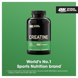 Optimum Nutrition Optimum Nutrition Creatine Capsules with 2500 mg of Unflavoured Creatine Monohydrate per Serving, Creatine Food Supplement Capsules to support performance, 100 Servings, 200 Capsules