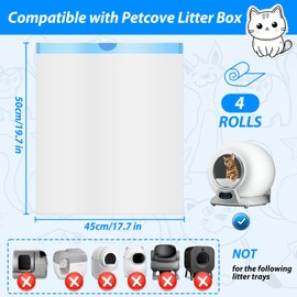 Litter Bags Compatible with Petcove,Durable Replacement Bags Compatible with Petcove Self Cleaning Box,18 x 16 Litter Bag Compatible with Petcove,4 Rolls