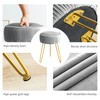 LUE BONA Pleated Vanity Stool, Velvet Upholstered Vanity Stool for