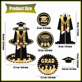 VARACL Graduation Decorations 2025 Cupcake Stand, 3-Tier Cardboard Congrats Grad Cupcake Holder, Dessert Tower Display for 2025 Graduation Party Decorations Supplies