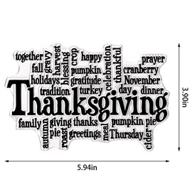 Thanksgiving Clear Stamps for Card Making Thankful Words Sentences Background Clear Stamps Fall Transparent Silicone Stamp for DIY Scrapbooking Supplies Embossing Paper Card Album Decoration Craft
