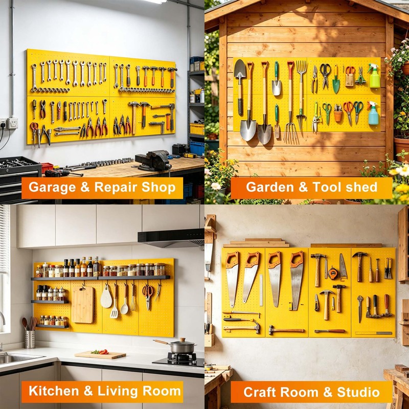 Chinrose Metal Pegboard Panels, Yellow, Heavy Duty