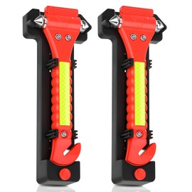 Arvoni 2 Stück Nothammer Auto mit Gurtschneider, Notfallhammer Auto mit Reflektor, 2 in 1 Brise Vitre mit Halterung, Gurtschneider Notfallhammer für Autozubehör, Rettungssituationen