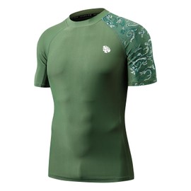 HUGE SPORTS Men's Splice UV Sun Protection UPF 50+ Skins Rash Guard(Splash,M)