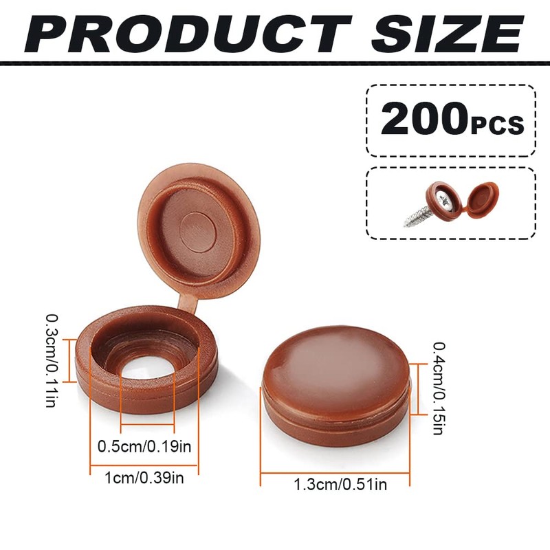 200 Pieces Hinged Screw Cover Caps, Fold Screw Snap Covers