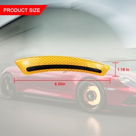 Bittwee 4PCS Car Wheel Eyebrow Reflective Stickers, Waterproof Anti-Scratch Auto Bumper Fender Safety Reflector Guard Strips Trim Side Marker, Vehicle Exterior Accessories, Universal Fit（Yellow）