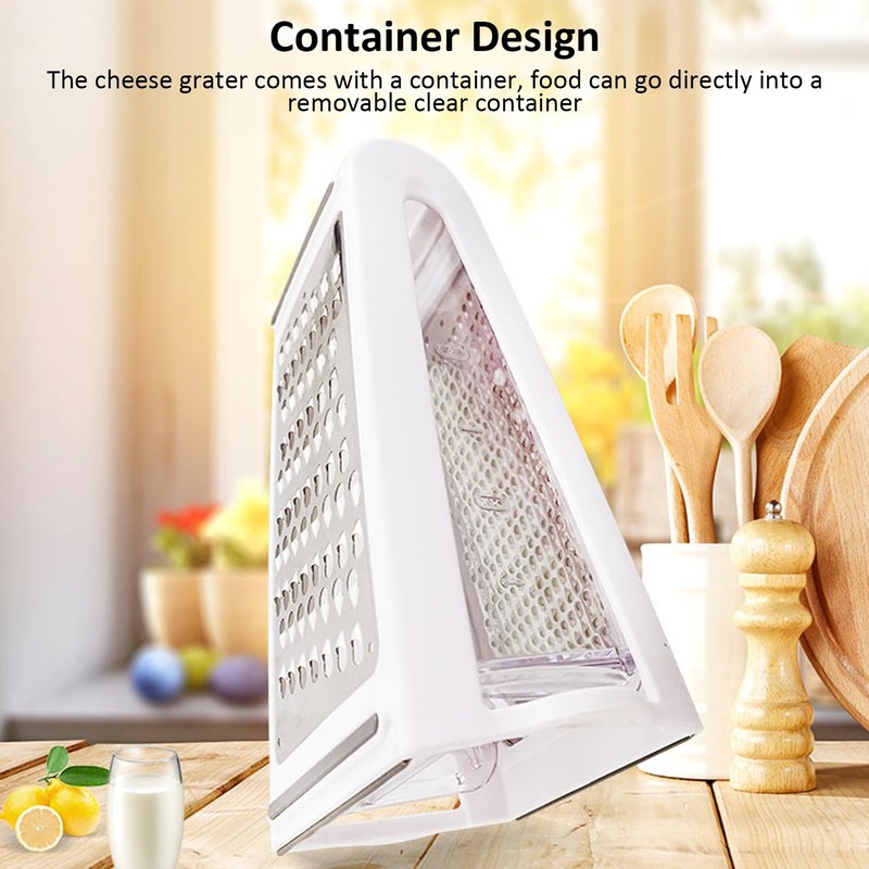 Box Grater, Cheese Grater Double Sided Removable Container Food Grater