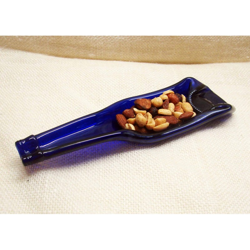 Upcycled Cobalt Blue Glass Beer Bottle Spoon Rest Small Dish