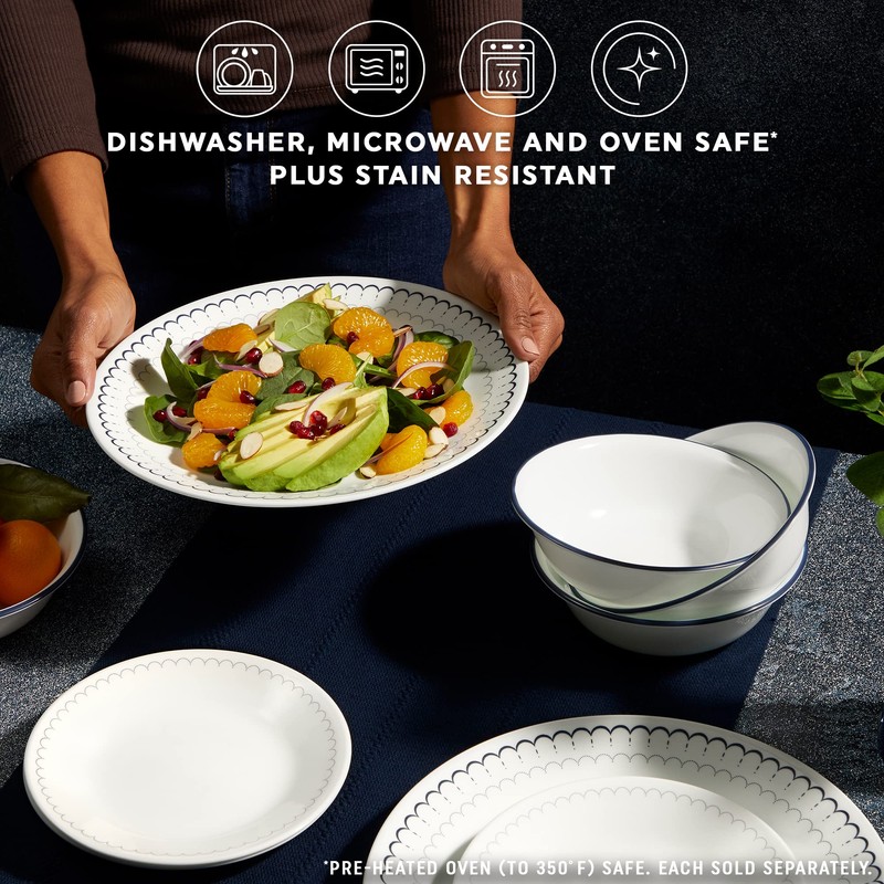 Corelle 6-Piece 10.25" Dinner Round Plates, Vitrelle Triple Layer Glass,