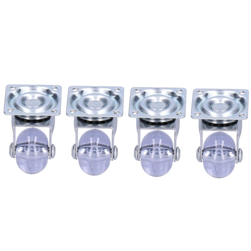 4 Pcs Swivel Caster Heavy Duty Stainless Steel Transparent PU